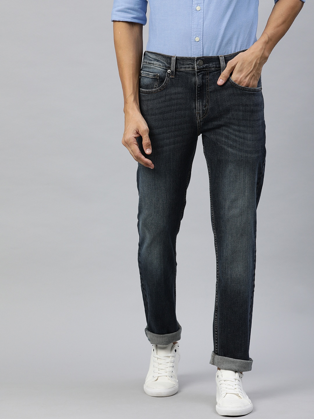 

Denizen From Levis Men Blue Slim Fit Mid-Rise Clean Look Stretchable Jeans