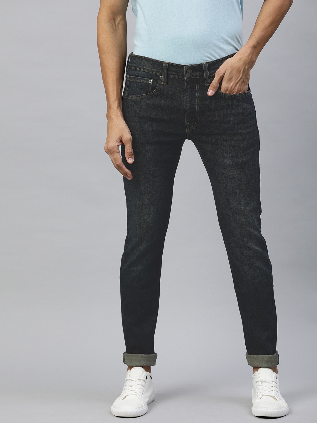 

Denizen From Levis Men Navy Blue Super Skinny Fit Mid-Rise Clean Look Stretchable Jeans