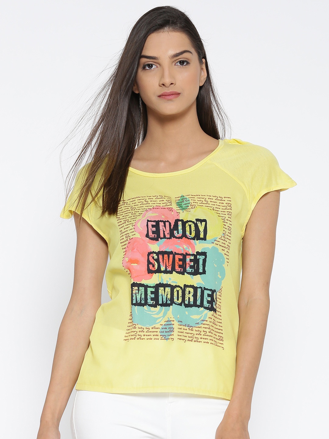 

Vero Moda Women Yellow & Black Printed Top