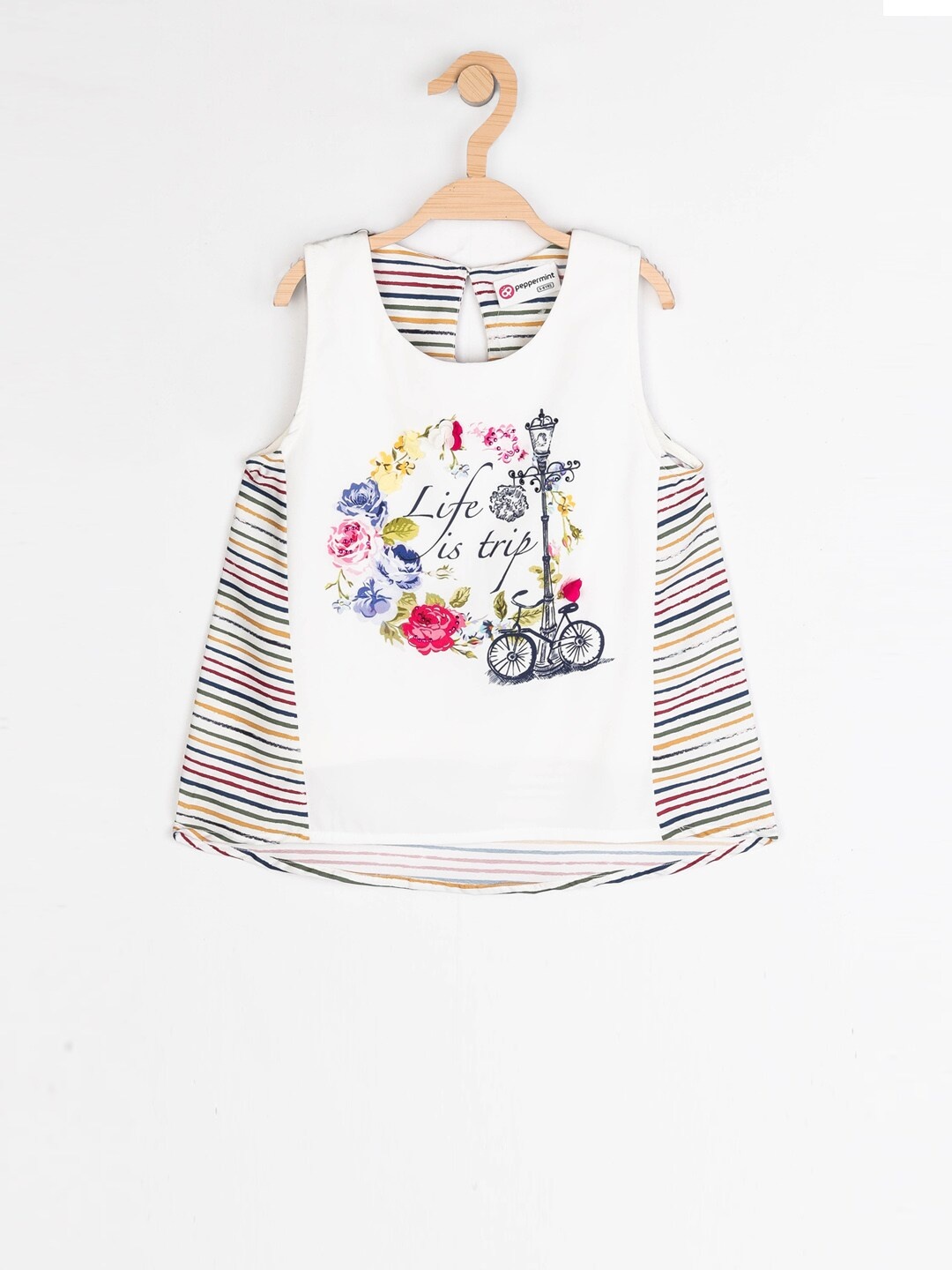 

Peppermint Girls White Printed A-Line Top