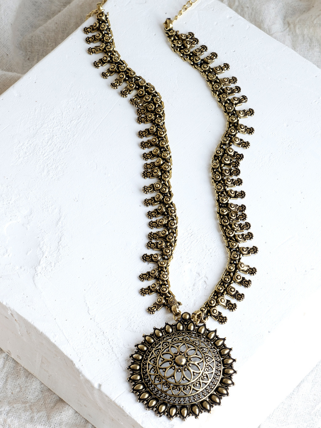 

Infuzze Silver-Plated Oxidised Necklace, Gold