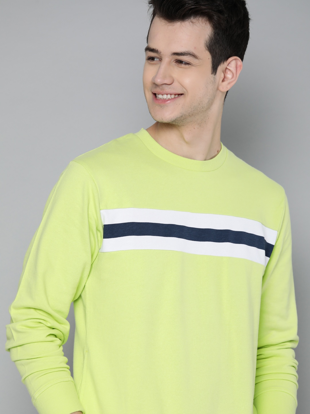 

Mast & Harbour Men Fluorescent Green Solid Sweatshirt