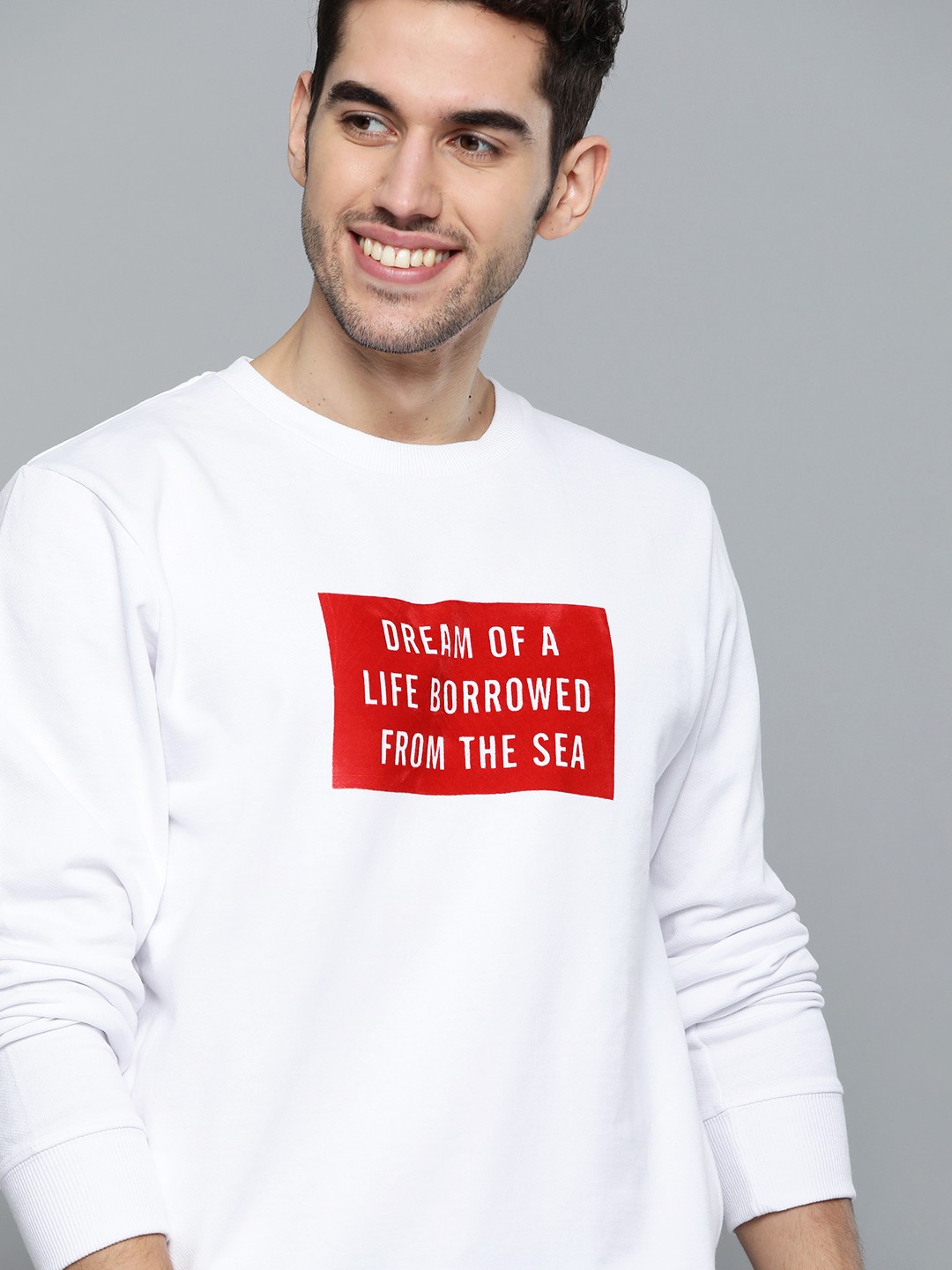 

Mast & Harbour Men White & Red Pure Cotton Printed Sweatshirt