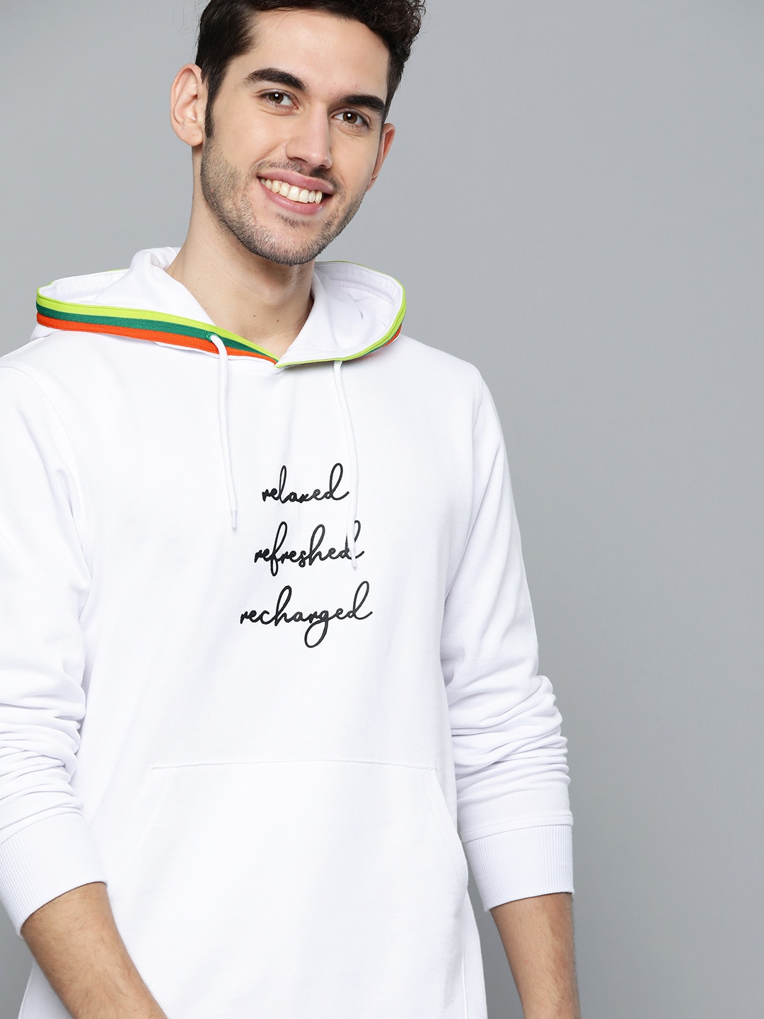 

Mast & Harbour Men White Solid Hooded Sweatshirt