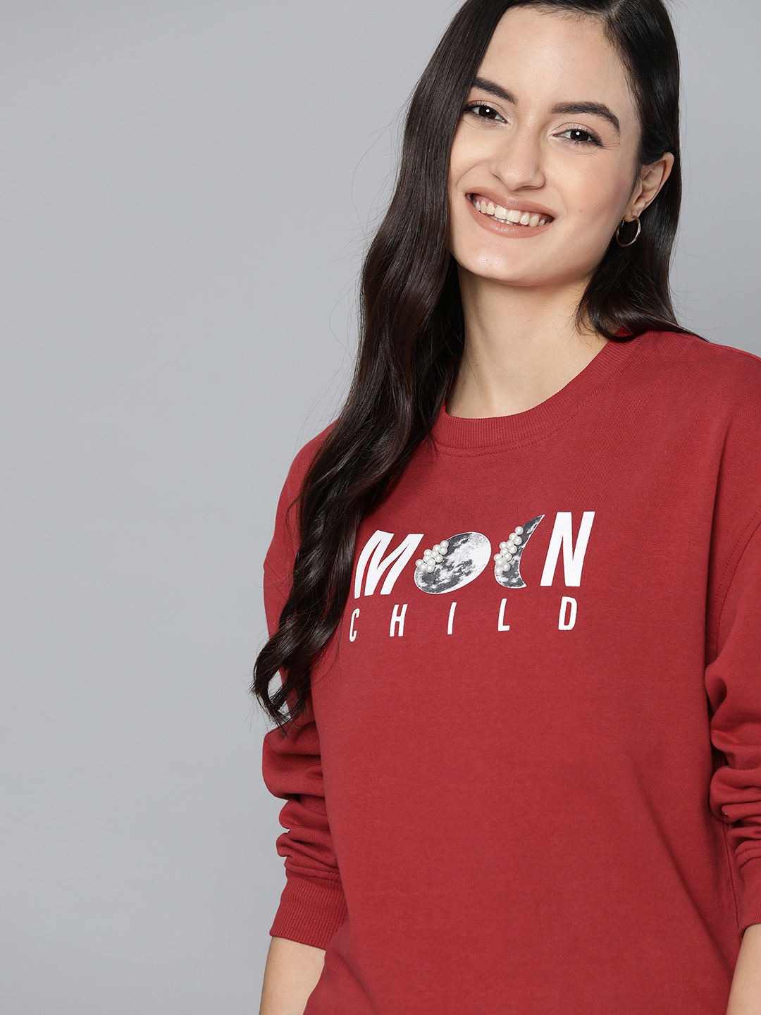 

Mast & Harbour Women Red & White Pure Cotton Printed Sweatshirt