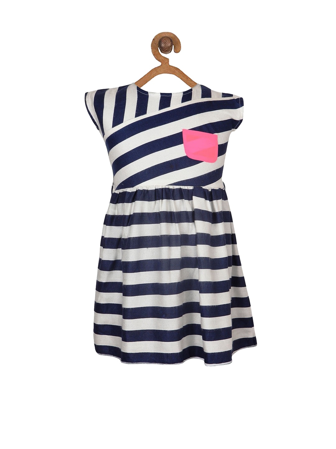 

Miyo Girls Blue Striped A-Line Dress