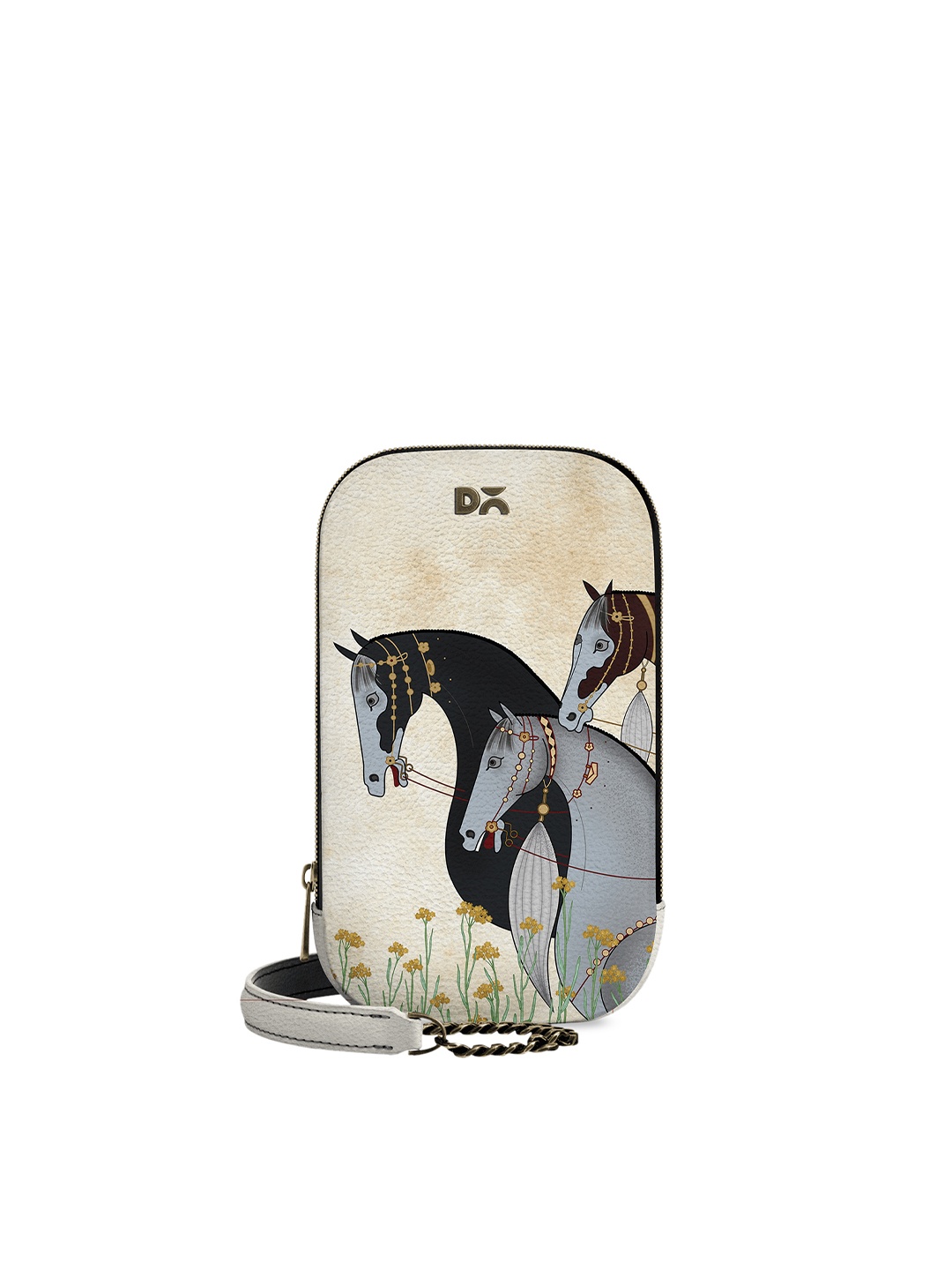 

DailyObjects Cream-Coloured & Grey Printed Sling Bag