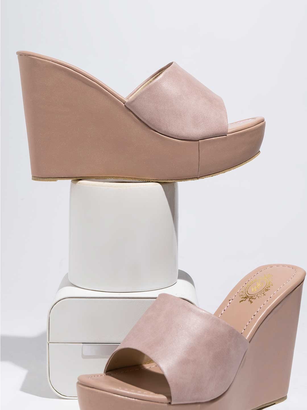 

Shoetopia Women Pink Solid Wedges, Nude