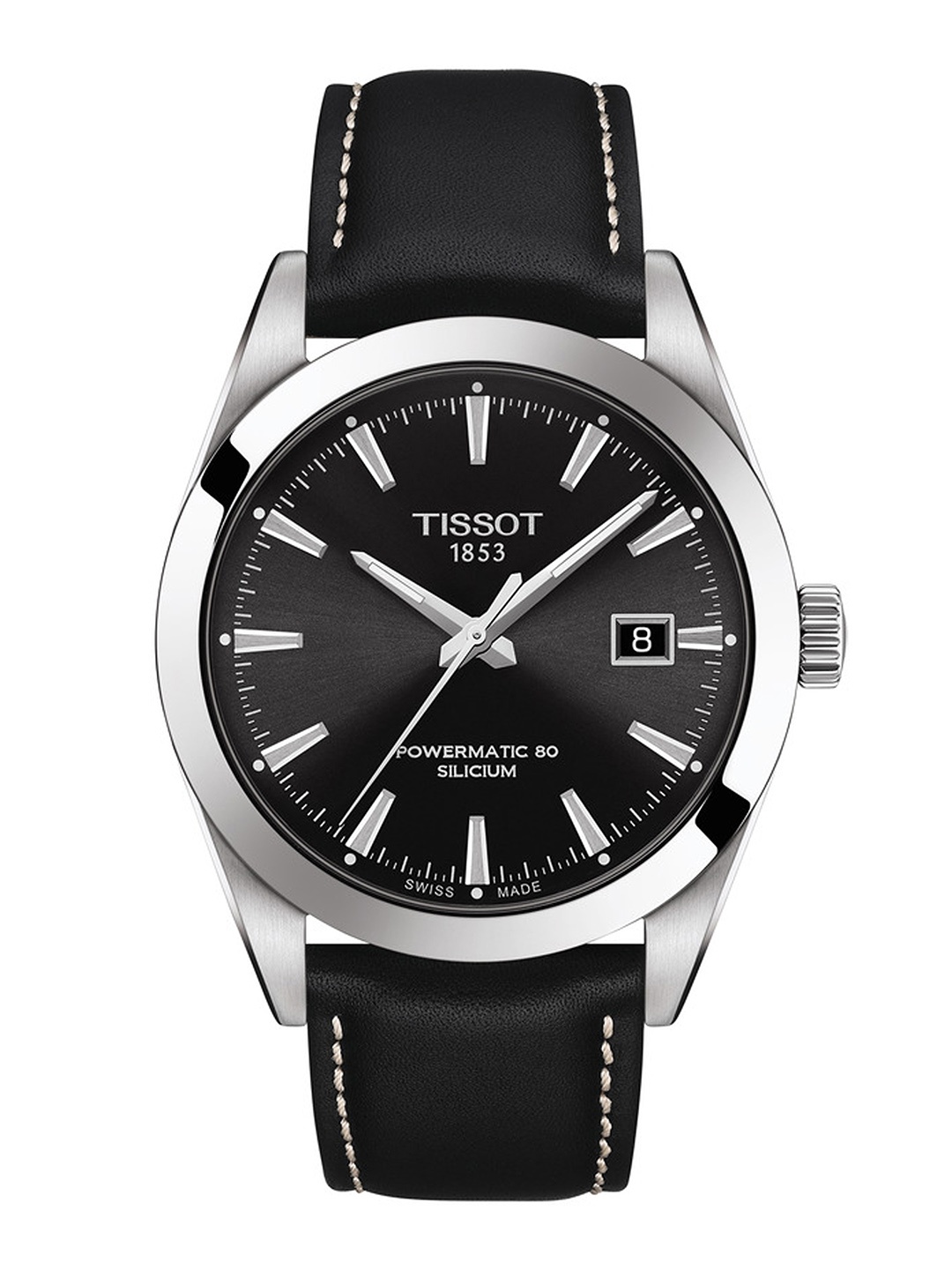 

TISSOT Men Black Gentleman Powermatic 80 Silicium Swiss Analogue Watch T1274071605100