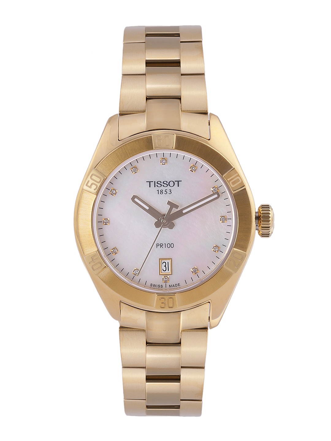 

TISSOT Women White PR 100 Sport Chic Diamond Swiss Analogue Watch T1019103311601