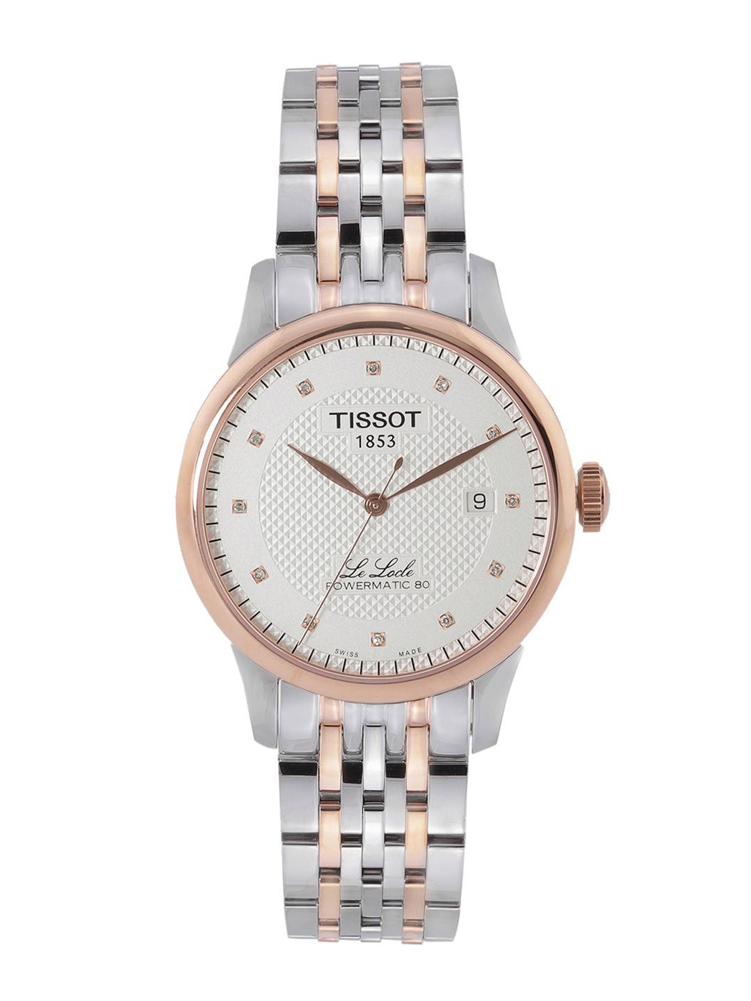 

TISSOT Men Silver-Toned Le Locle Powermatic 80 Diamonds Analogue Watch T0064072203601