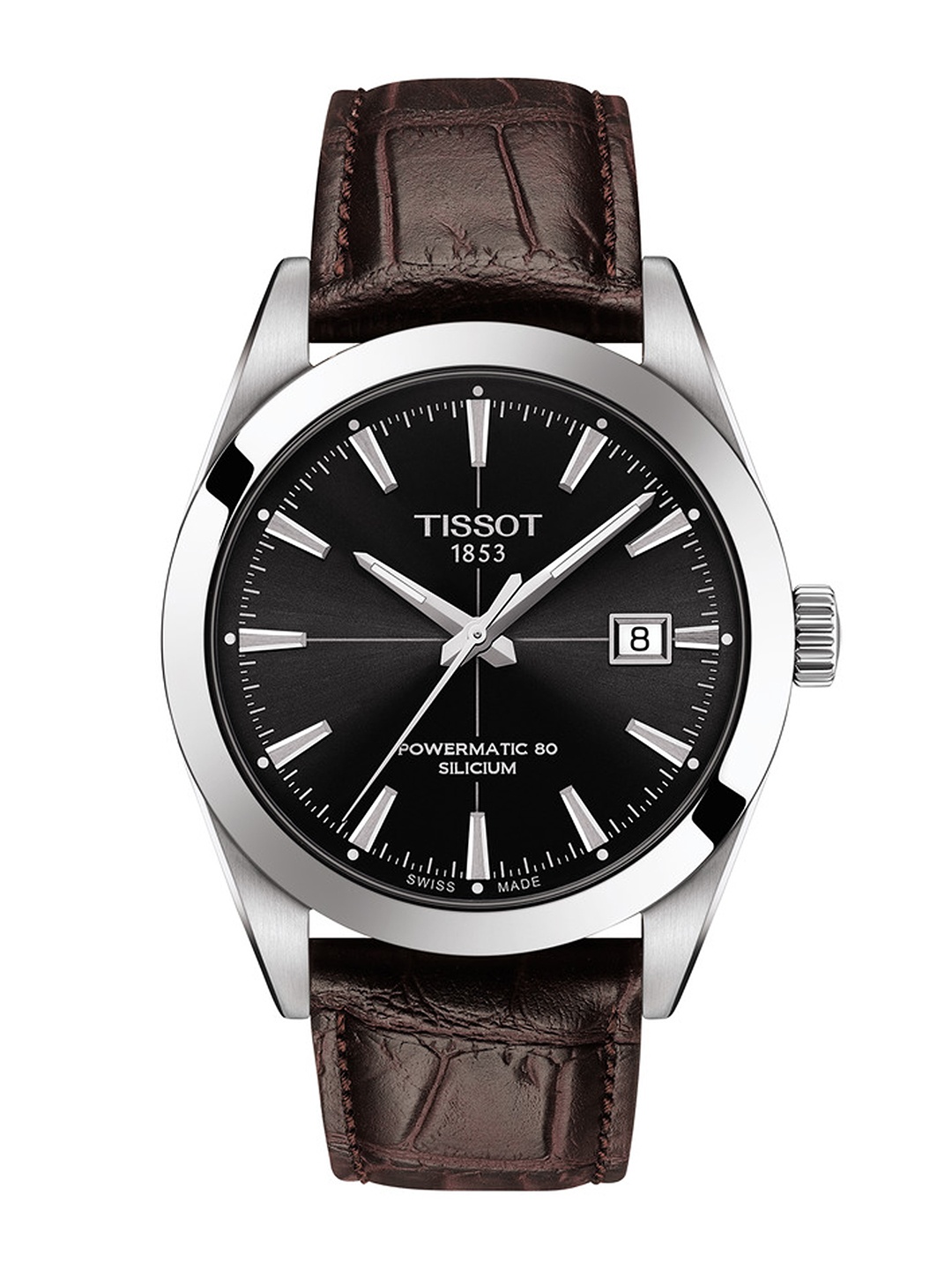 

TISSOT Men Black Gentleman Powermatic 80 Silicium Swiss Analogue Watch T1274071605101