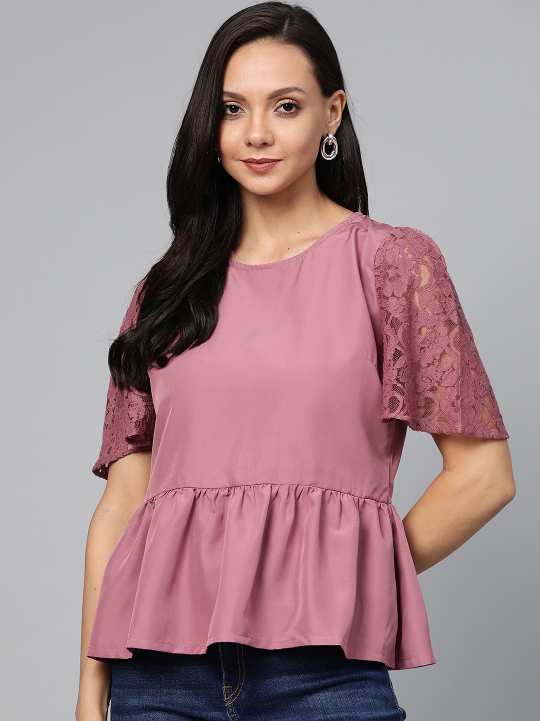 

plusS Women Mauve Solid A-Line Top