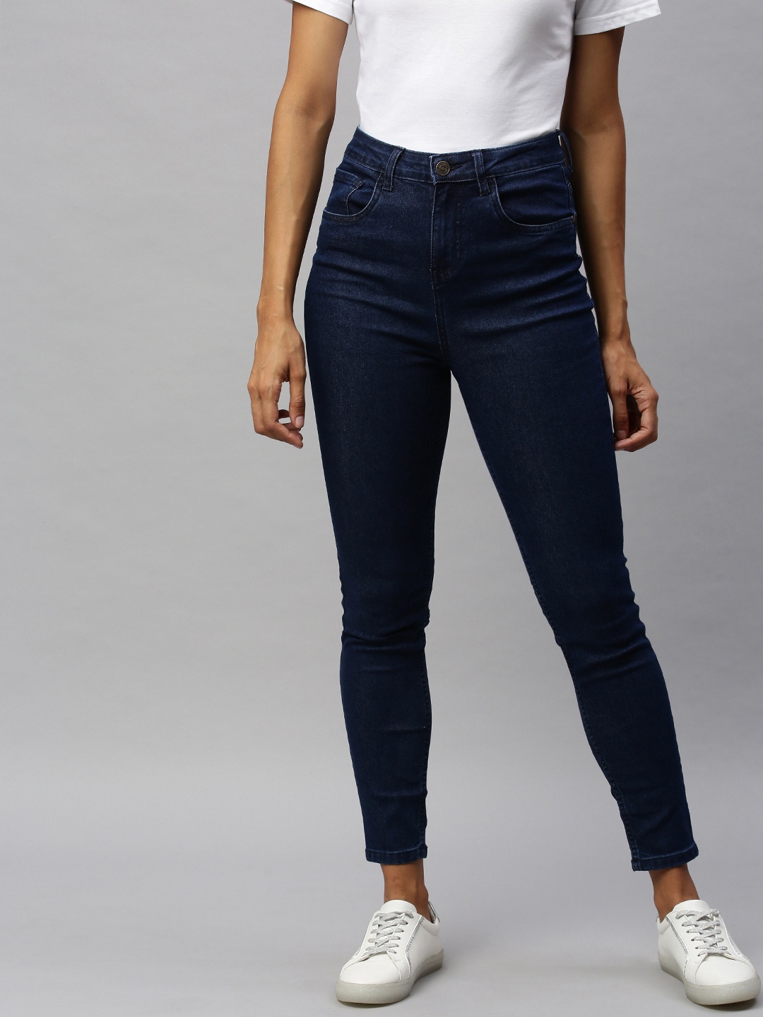

Metronaut Women Blue Skinny Fit High-Rise Clean Look Stretchable Cropped Jeans