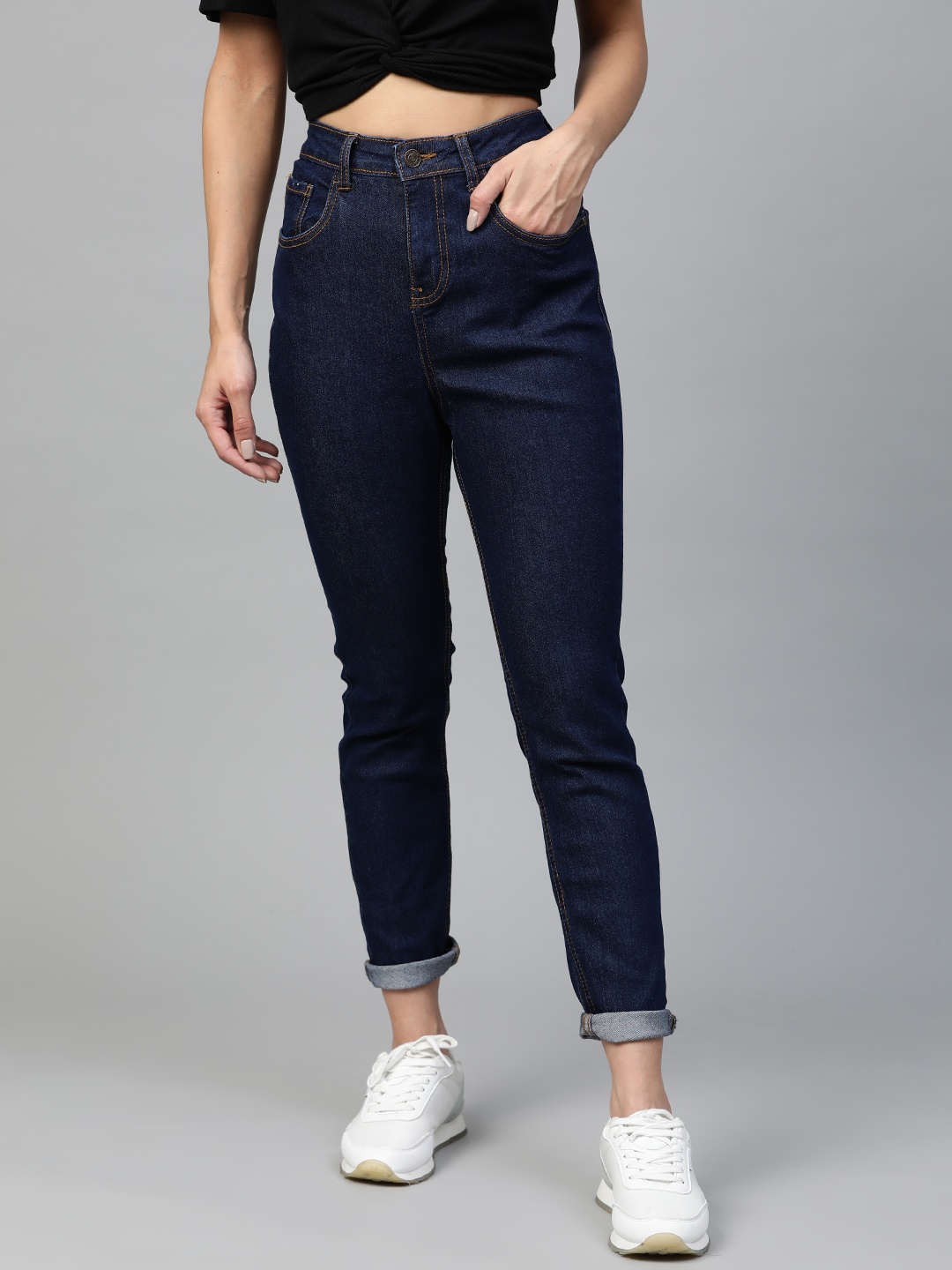 

Metronaut Women Navy Blue Skinny Fit High-Rise Clean Look Stretchable Jeans