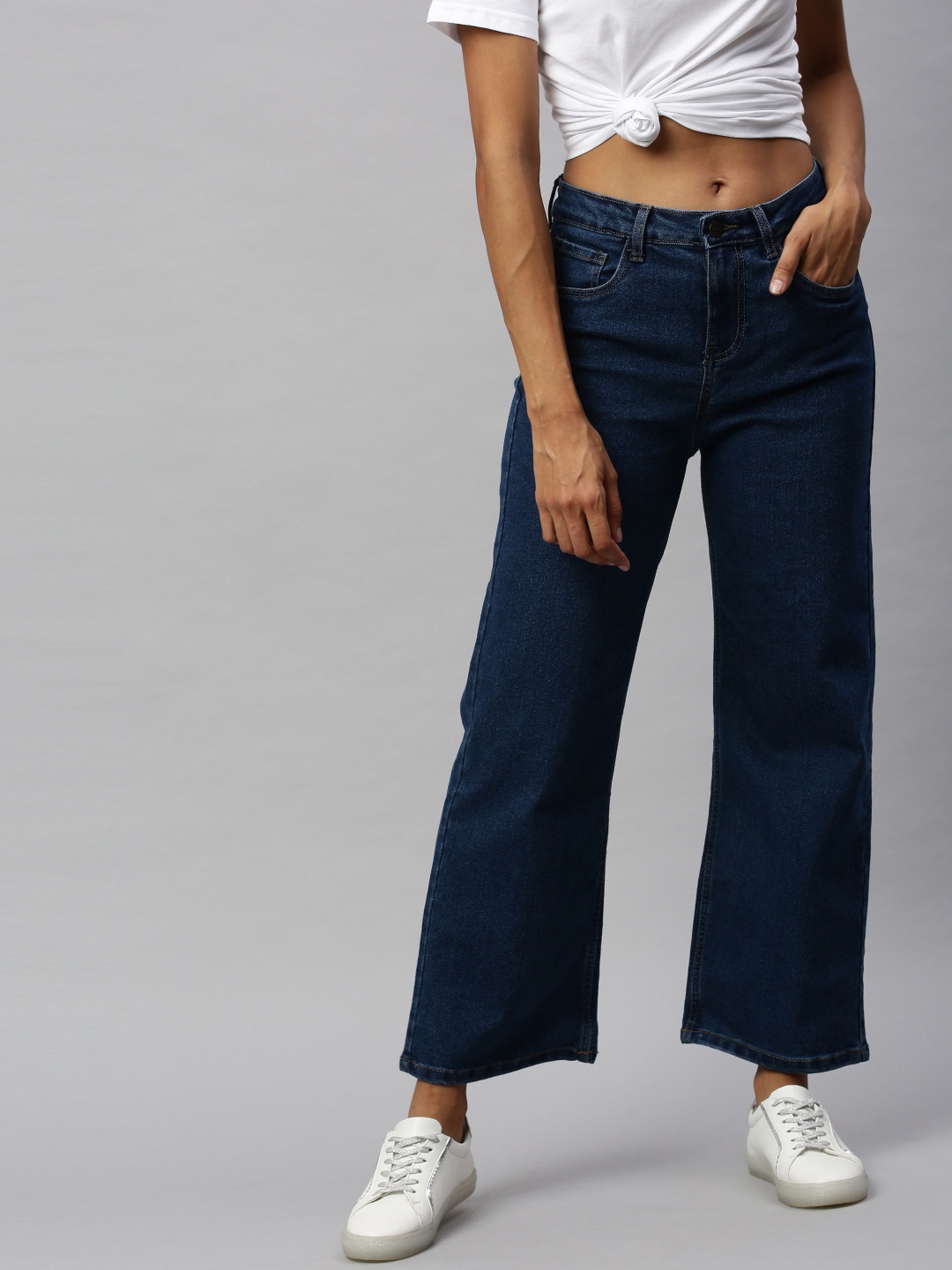 

Metronaut Women Blue Wide Leg High-Rise Clean Look Stretchable Jeans