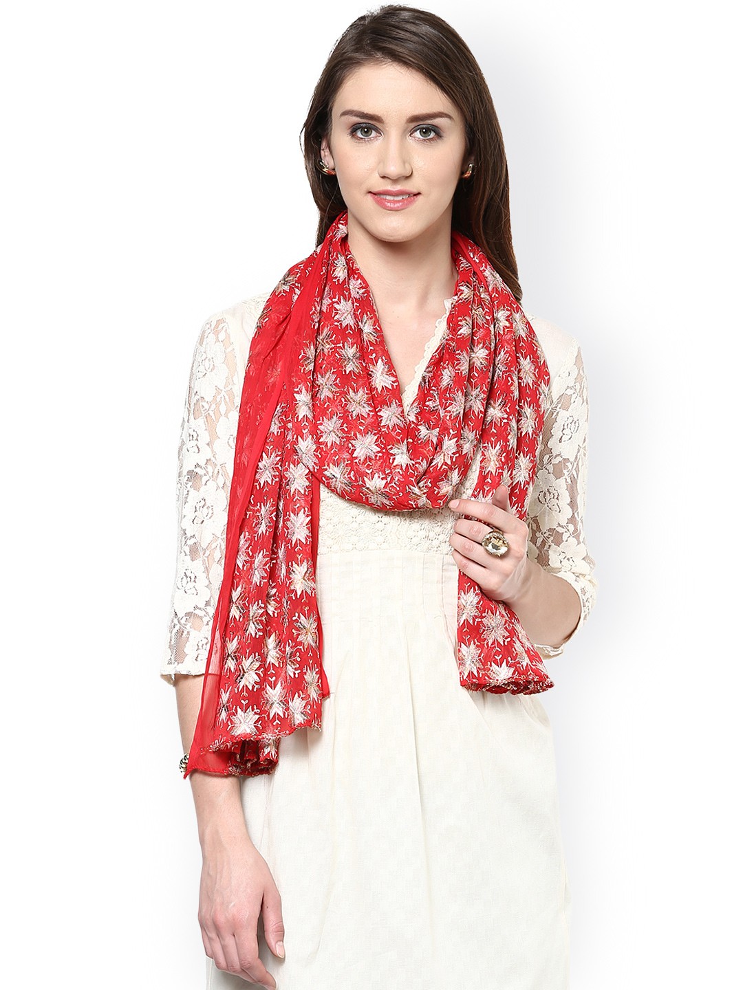 

Dupatta Bazaar Red Embroidered Dupatta