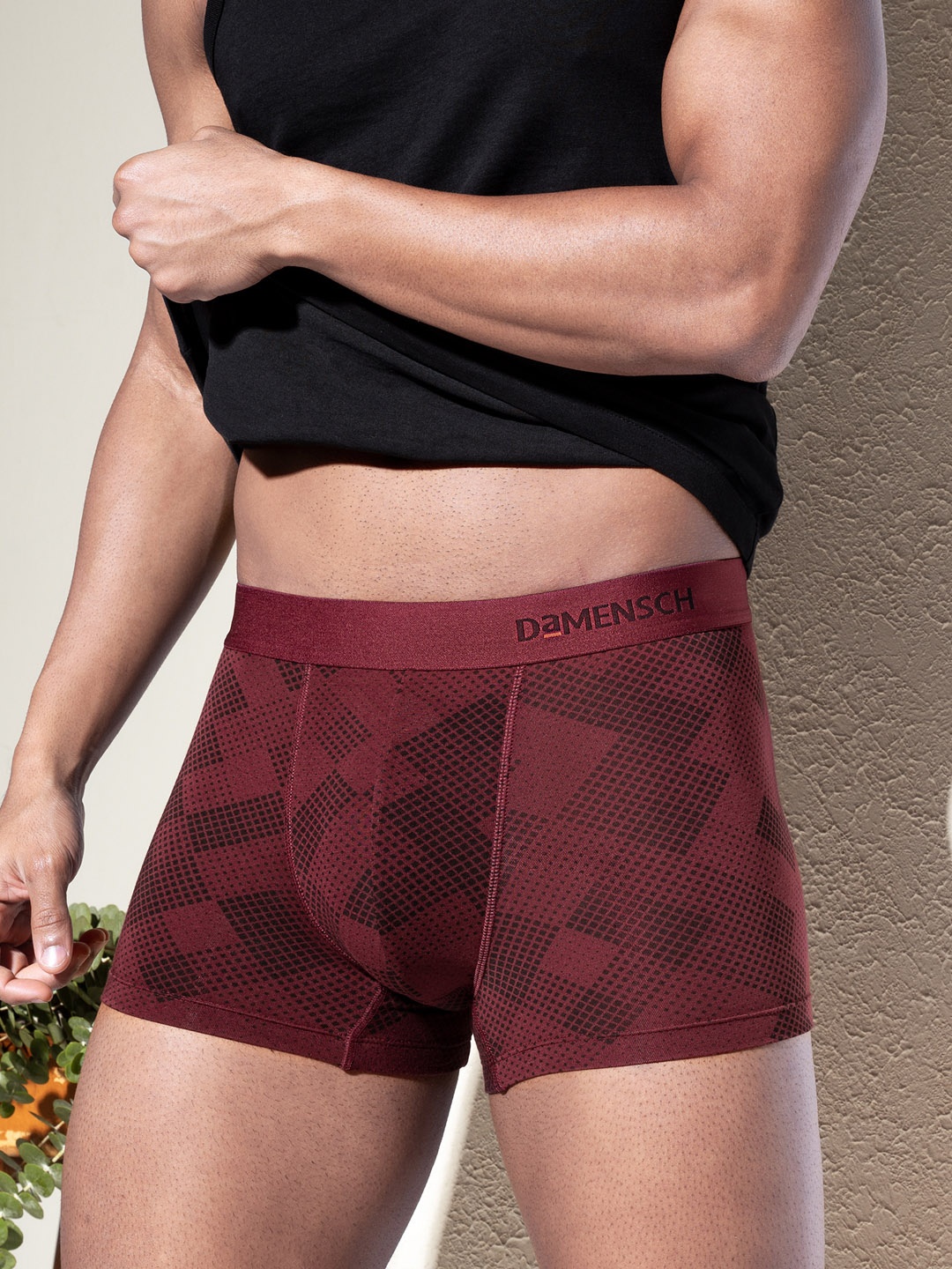 

DaMENSCH DEO-SOFT Printed Premium Egyptian Cotton-Modal Blend Trunk, Maroon