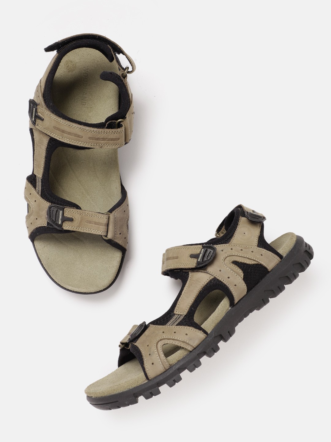 

Woodland Men Leather Comfort Sandals, Khaki