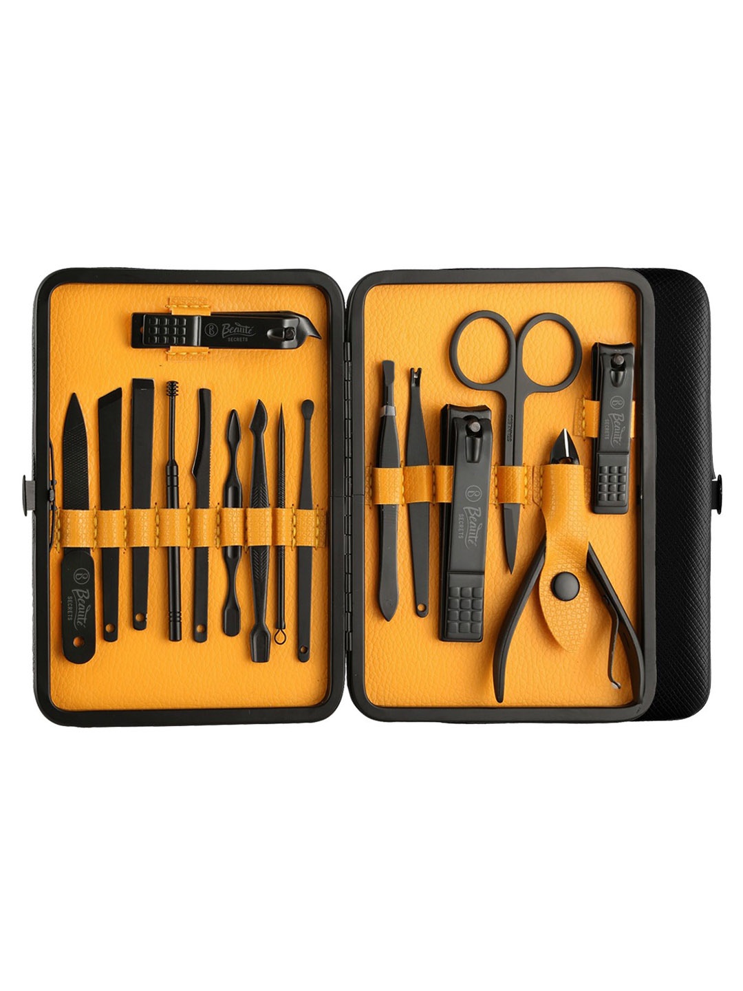 

Beaute Secrets 16 Pcs Manicure & Pedicure Tools Set With Leather Travel Case, Yellow