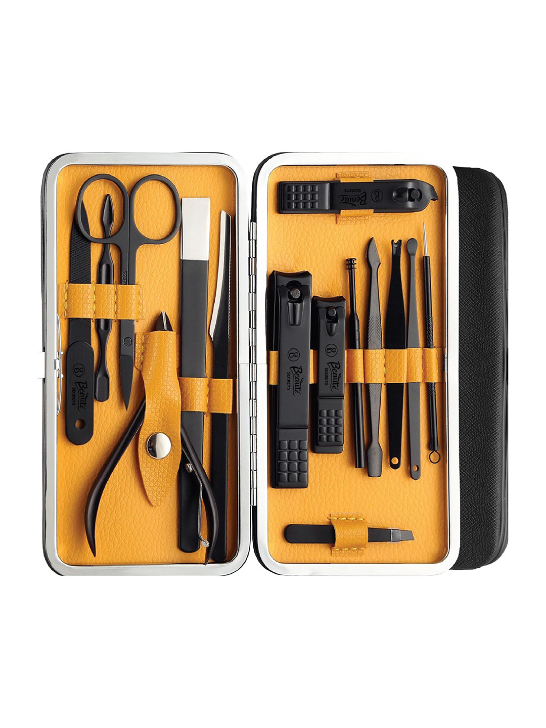 

Beaute Secrets Unisex Yellow Set of 15 Manicure & Pedicure Set With Portable Travel Case