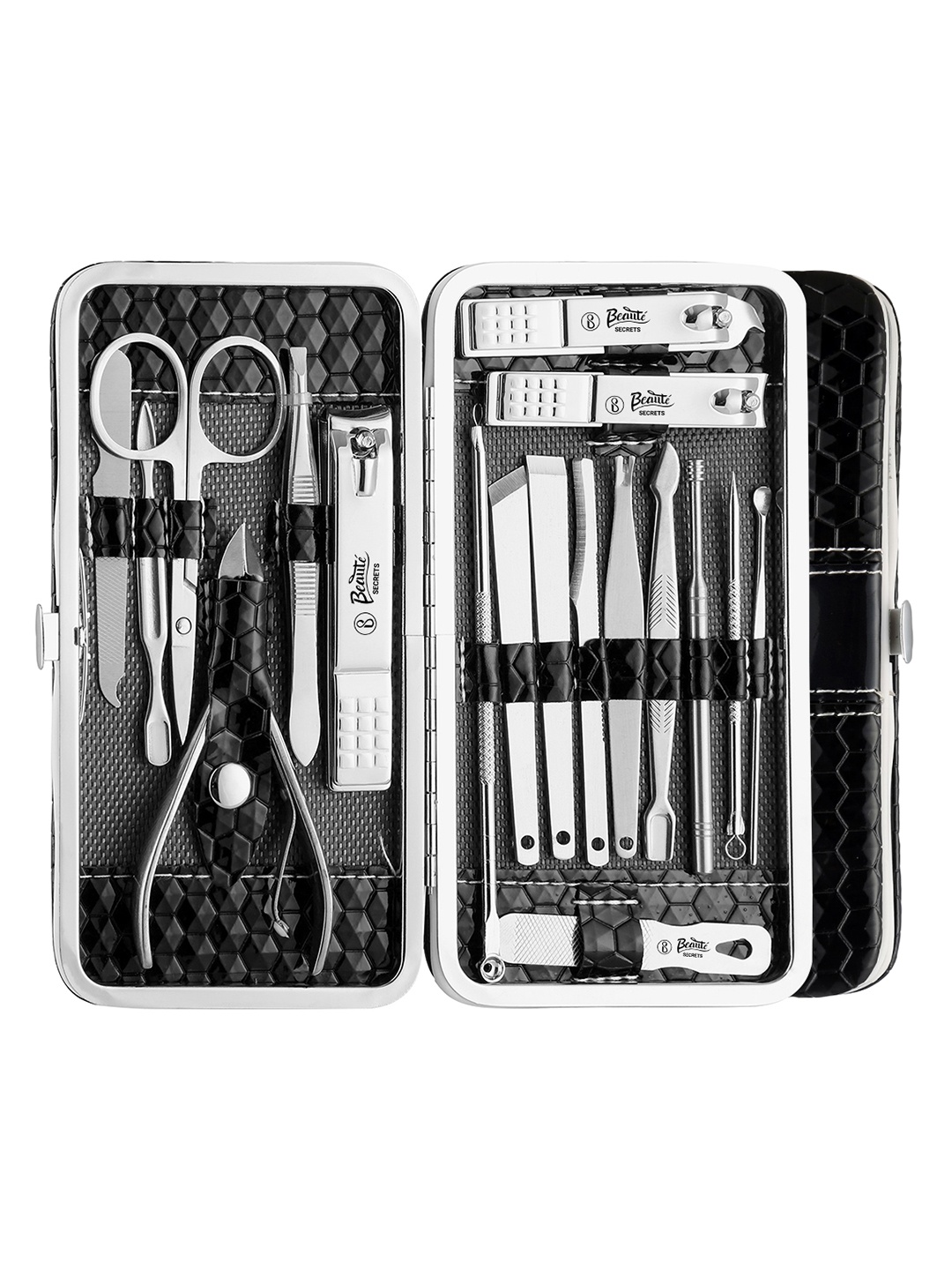 

Beaute Secrets 18-in-1 Manicure Pedicure Metal Set with Leather Case - Silver-Toned