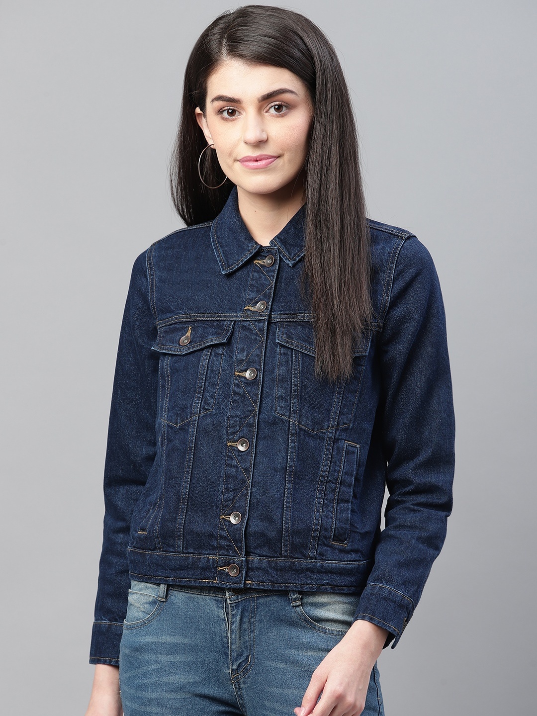 

Marks & Spencer Women Navy Blue Washed Denim Jacket