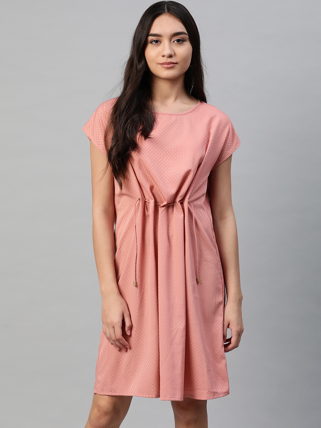 

Marks & Spencer Women Pink Self Design Shift Dress