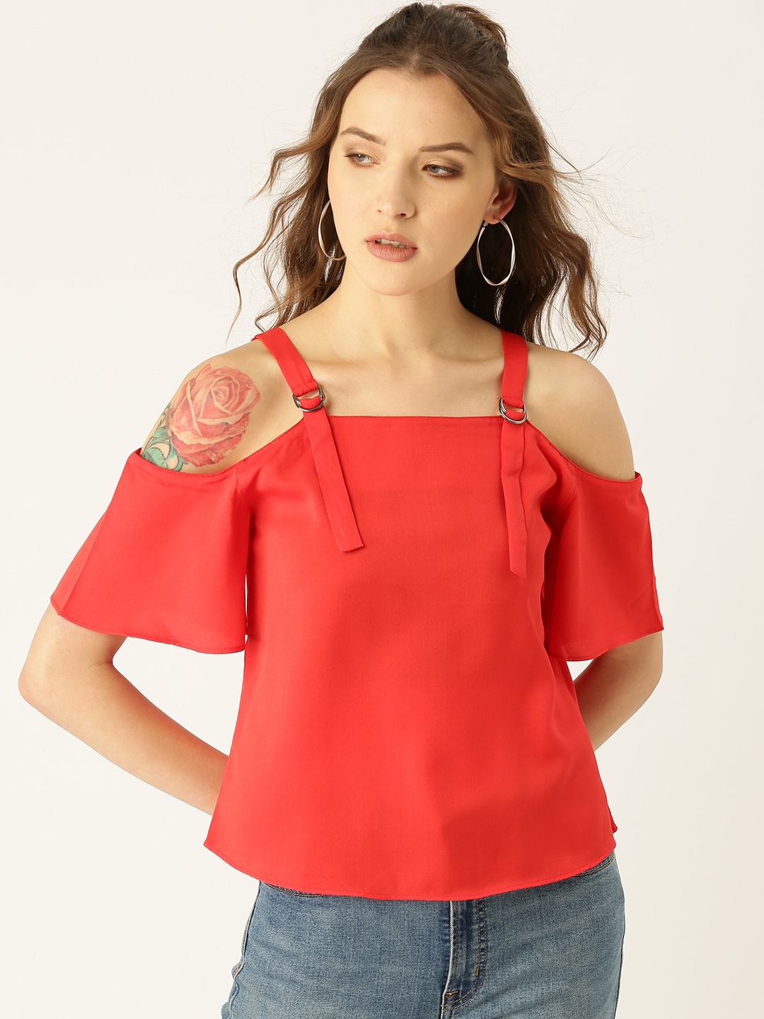 

COVER STORY Women Red Solid Top