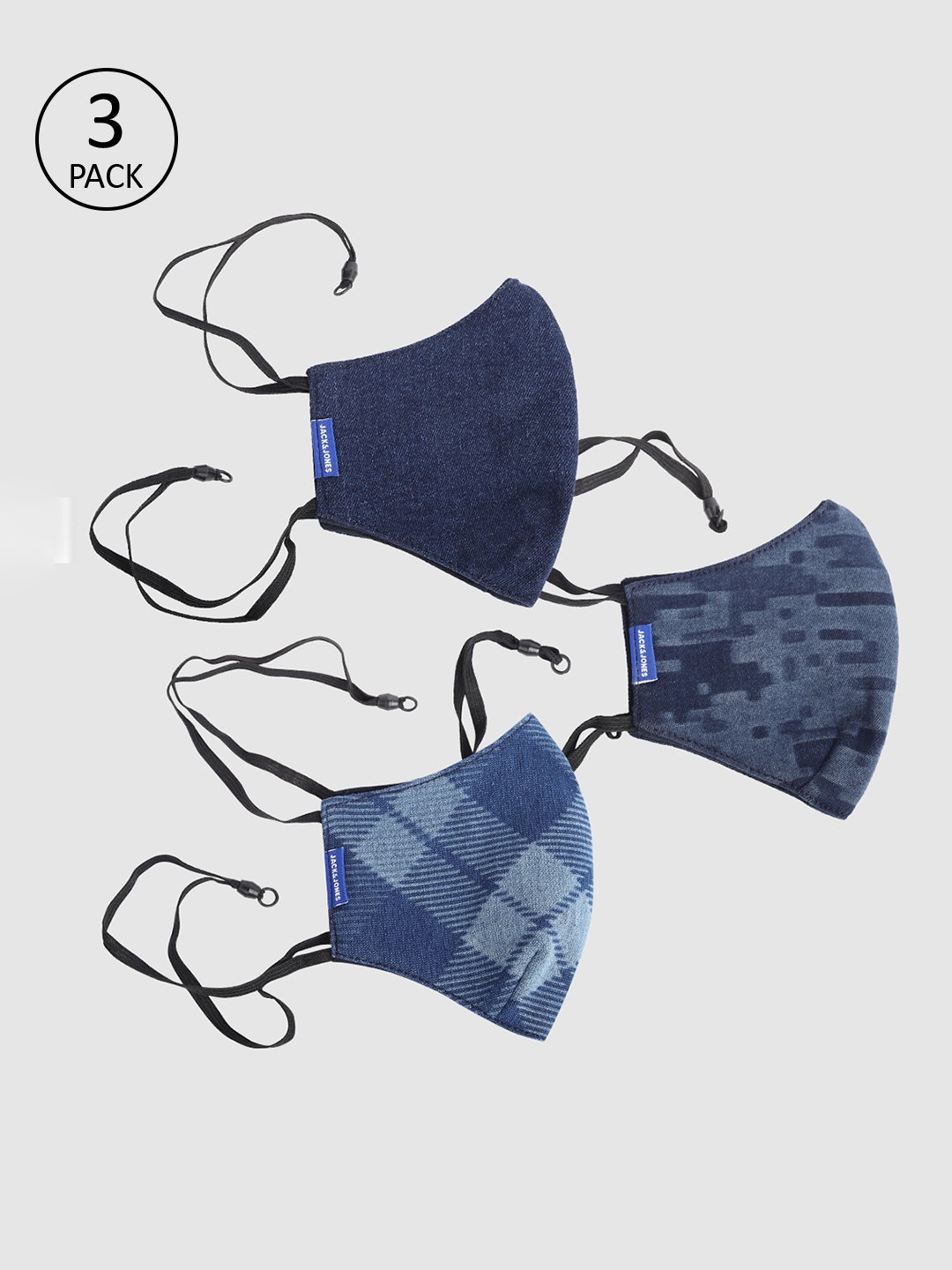 

Jack & Jones Men 3 Pcs 3-Ply Reusable Outdoor Masks, Blue