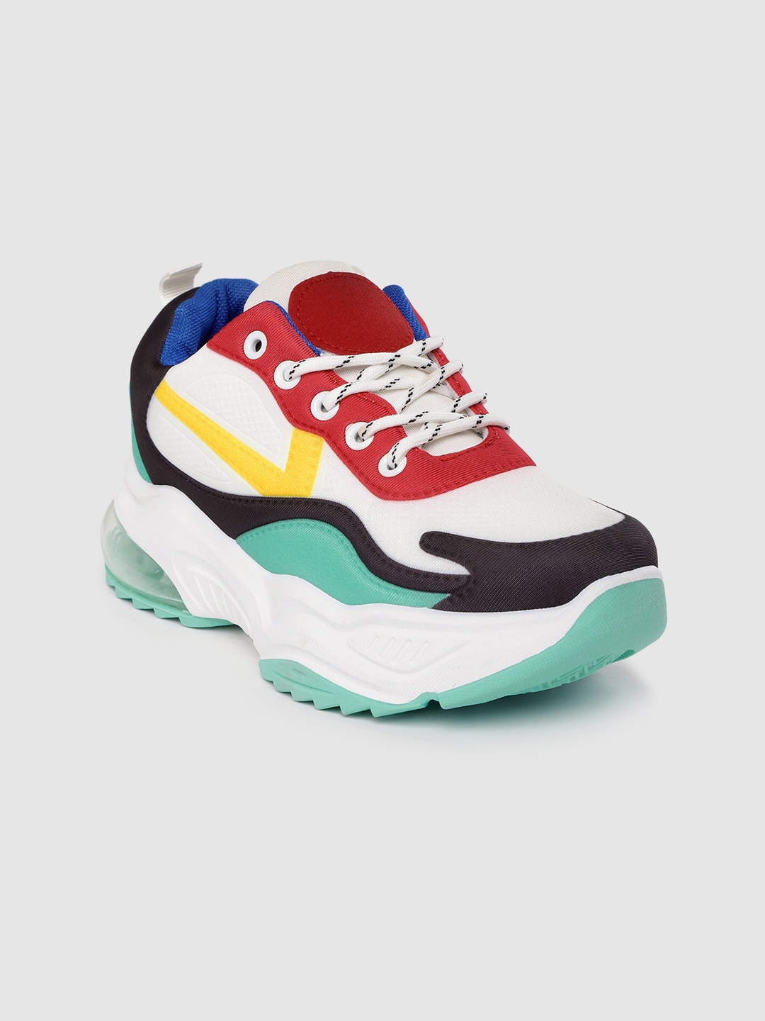 

Lavie Women White & Red Colourblocked Flatform Sneakers