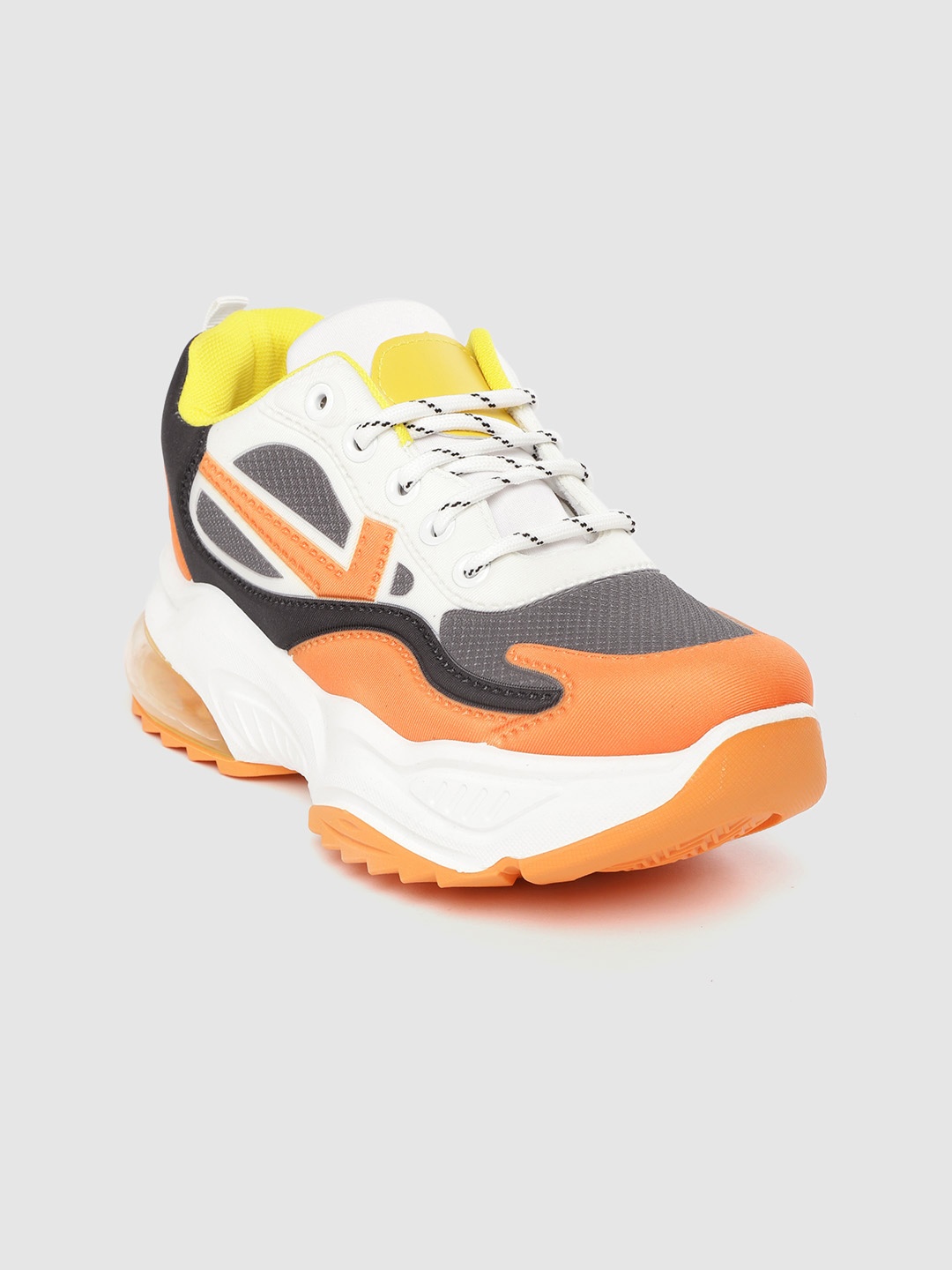 

Lavie Women White & Orange Colourblocked Sneakers