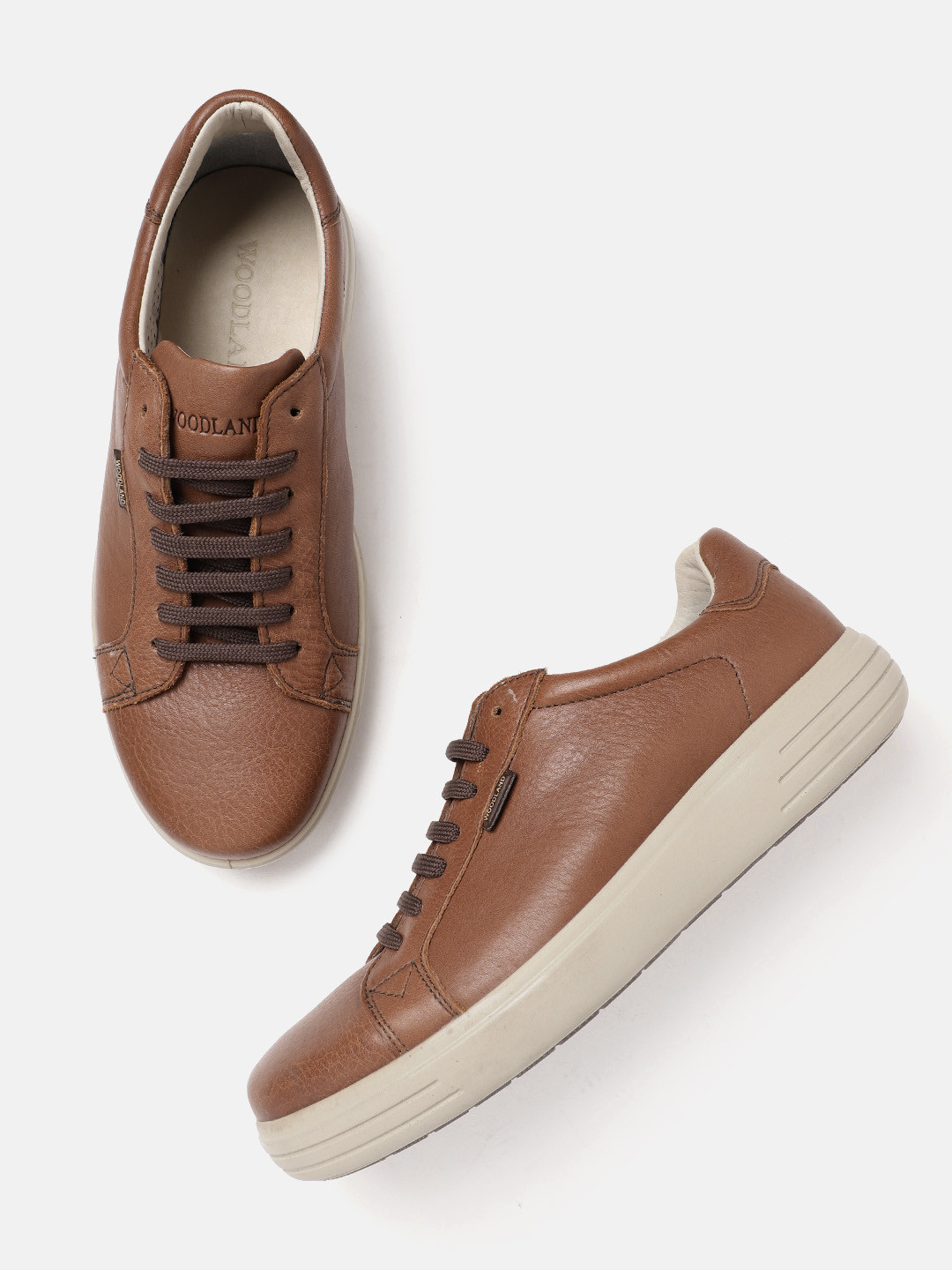 

Woodland Men Leather Sneakers, Brown