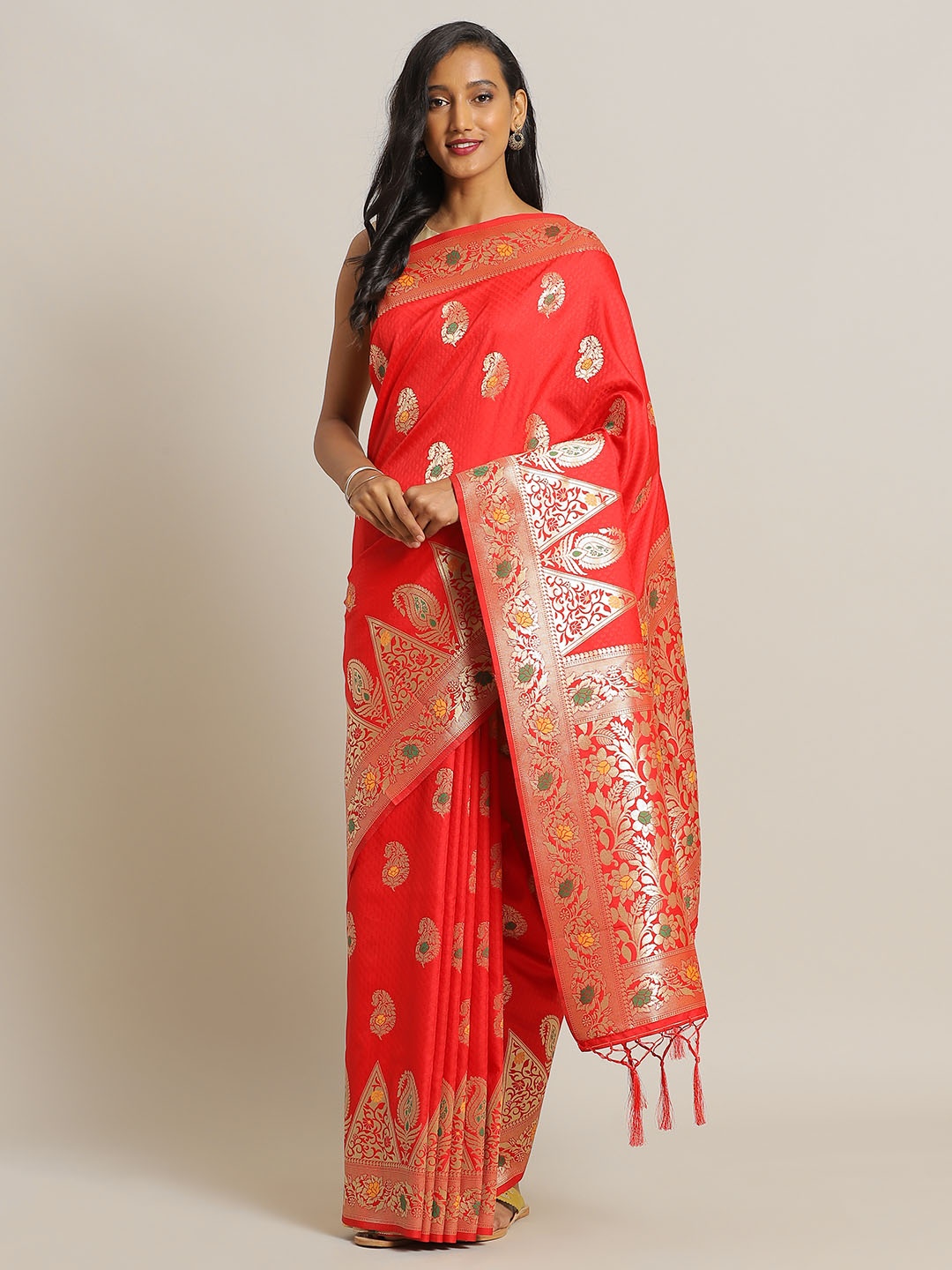 

flaher Red & Golden Brocade Woven Design Banarasi Saree