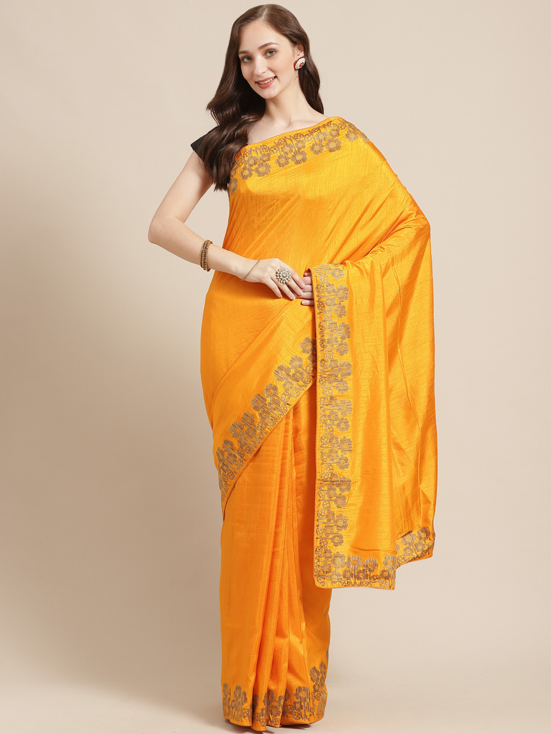 

Shaily Women Yellow Solid Saree