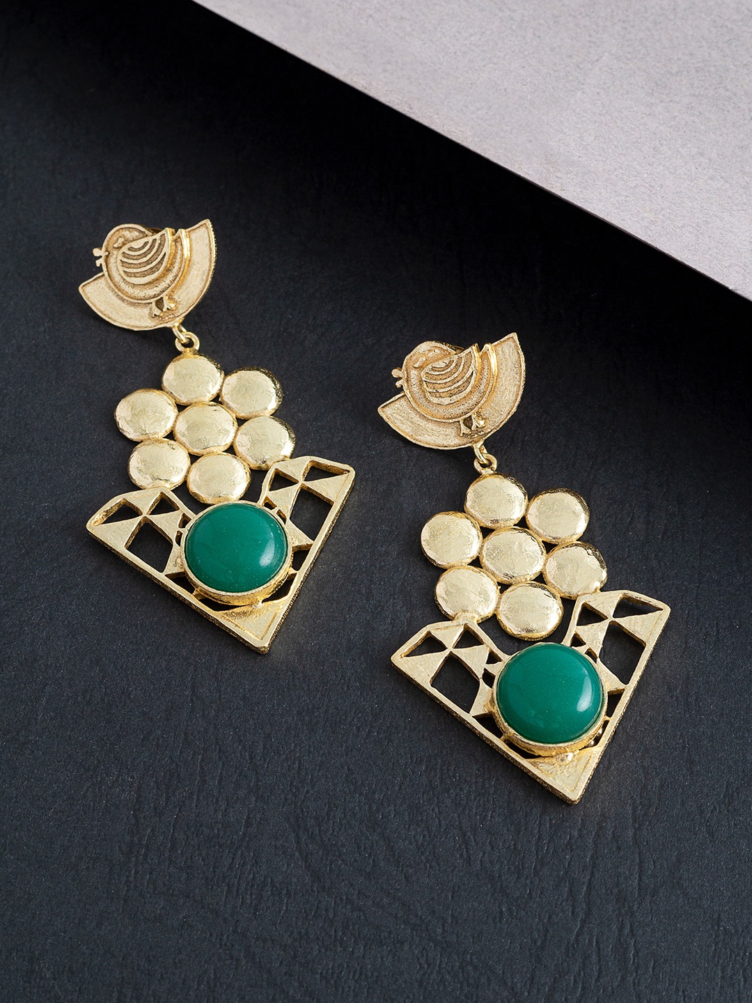 

Golden Peacock Gold Plated Handcrafted Classic Drop Earrings