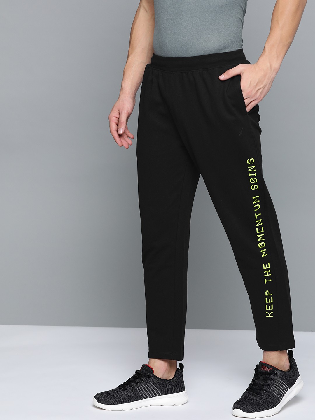 

HRX by Hrithik Roshan Men Black Regular Fit Bio-Wash Antimicrobial Lifestyle Track Pants