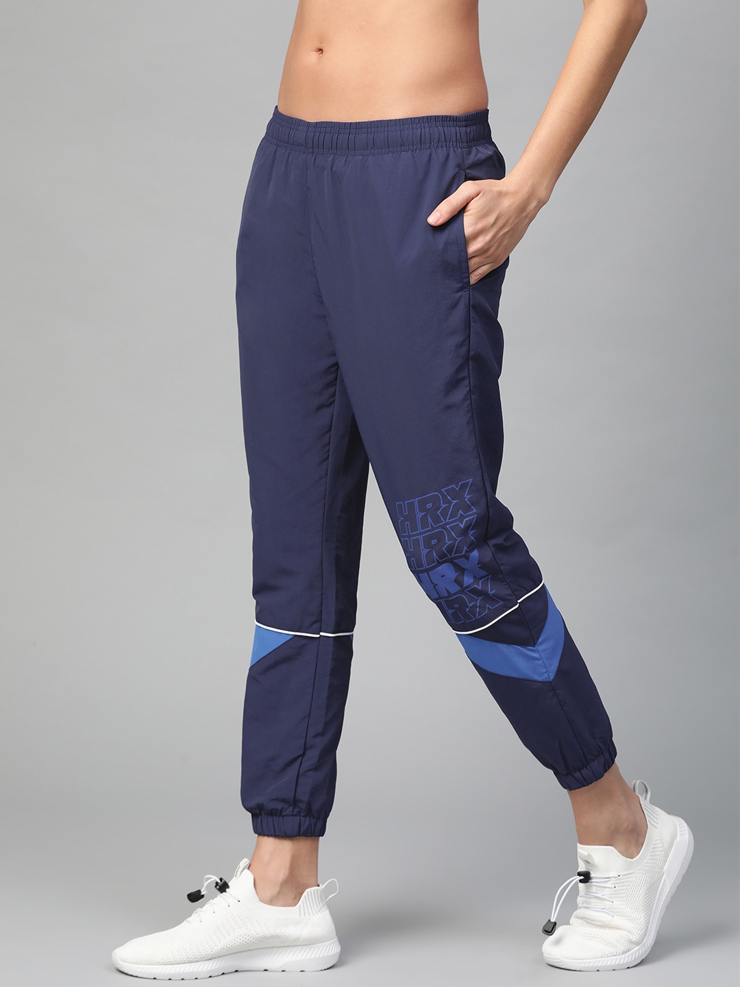 

HRX by Hrithik Roshan Women Medieval Blue Colourblock Regular Fit Rapid-Dry Lifestyle Jogger, Navy blue