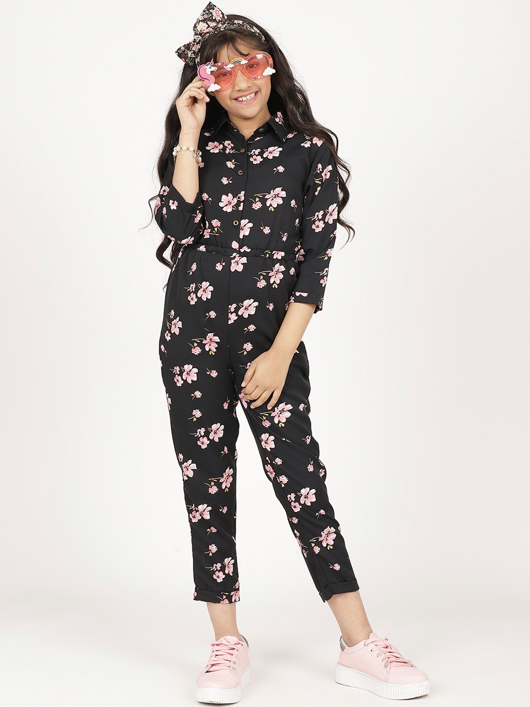 

Uptownie Lite Girls Roll Up Jumpsuit, Black