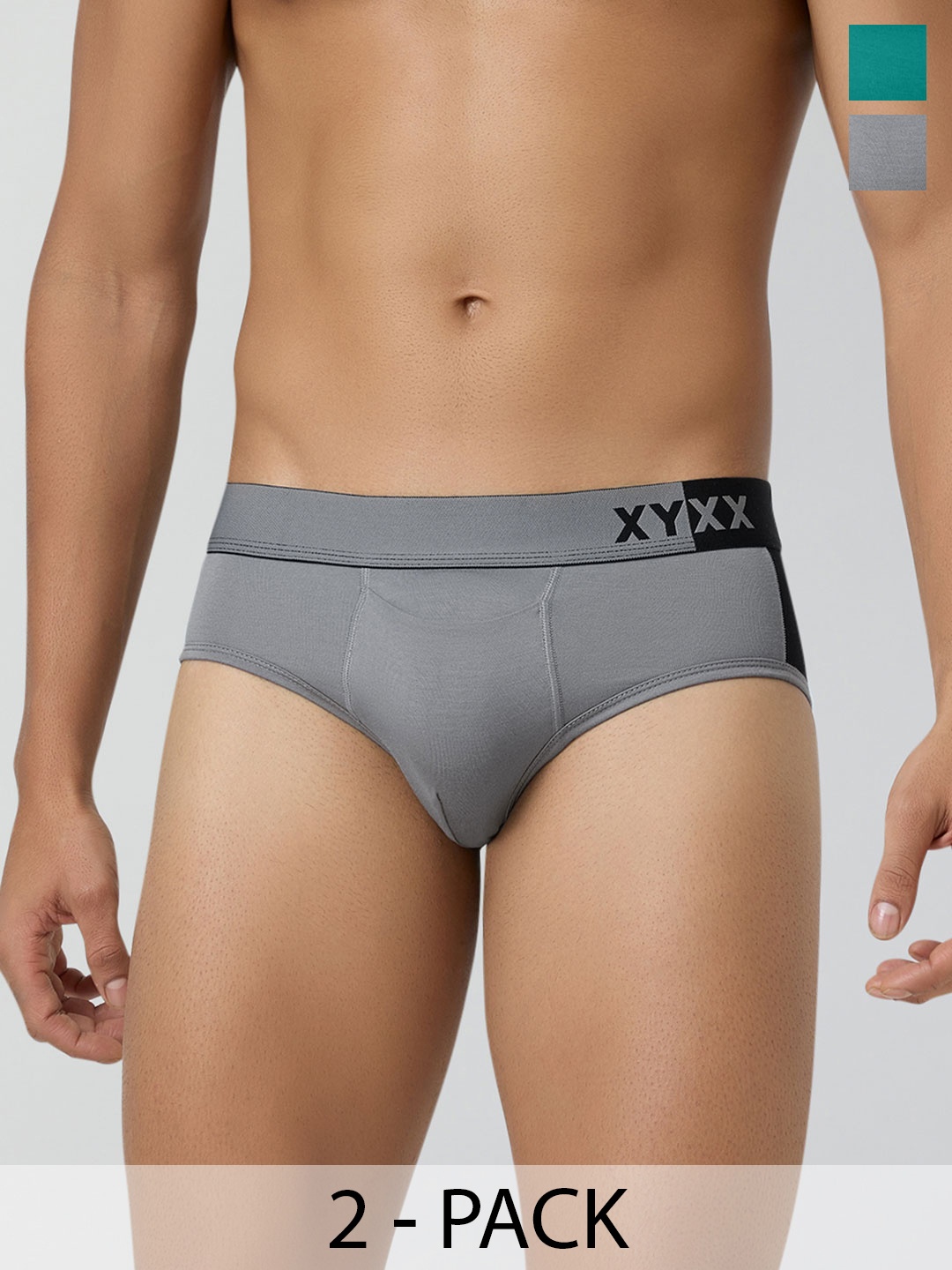 

XYXX Men IntelliSoft Antimicrobial Micro Modal Pack of 2 Dualist Briefs XYBRF2PCKN163XXL, Grey