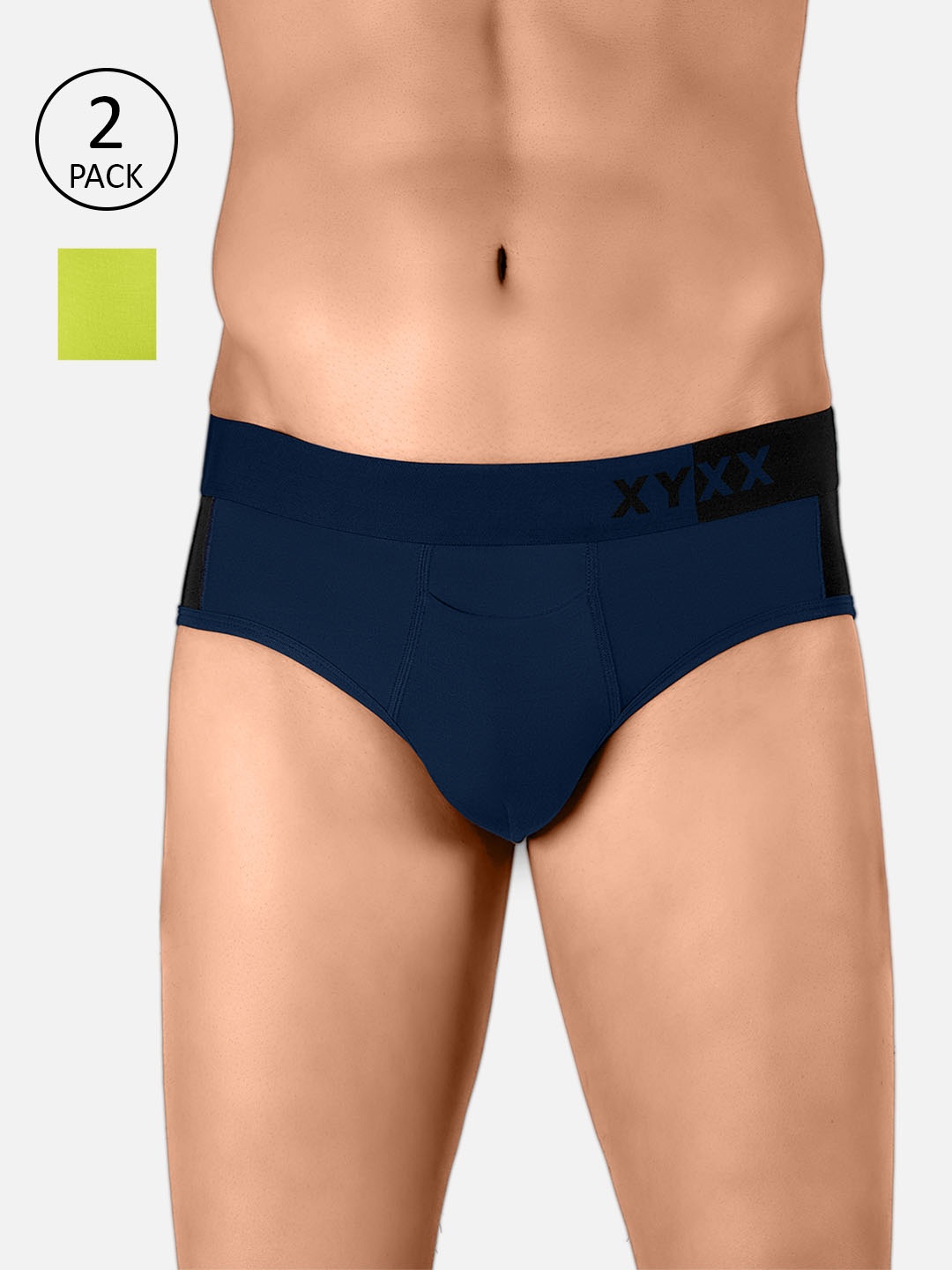 

XYXX Men Pack of 2 Ultra Soft Briefs XYBRF2PCKN165, Lime green