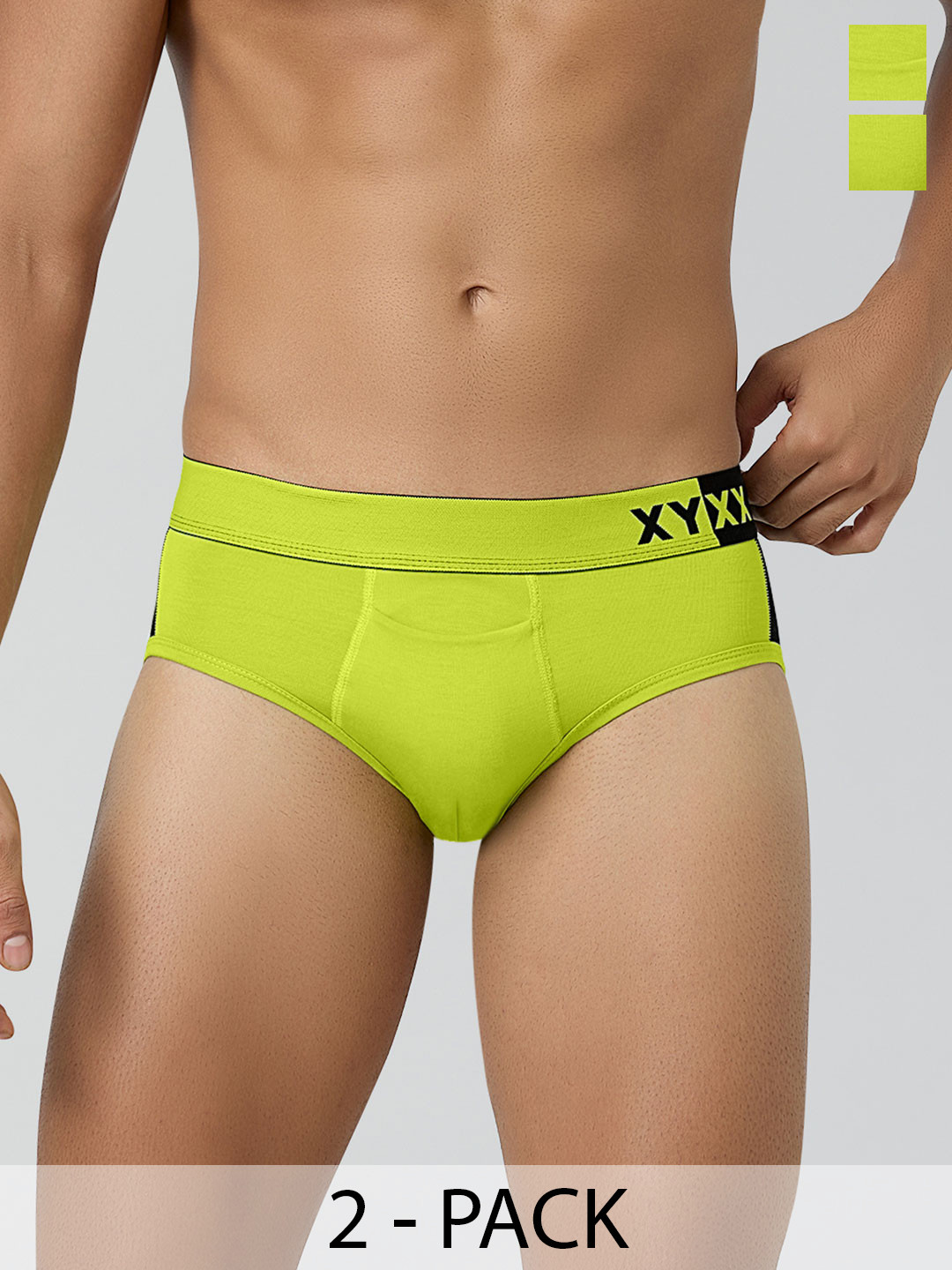 

XYXX Men Pack Of 2 Colourblocked Ultra Soft Antimicrobial Basic Briefs XYBRF2PCKN171XXL, Yellow