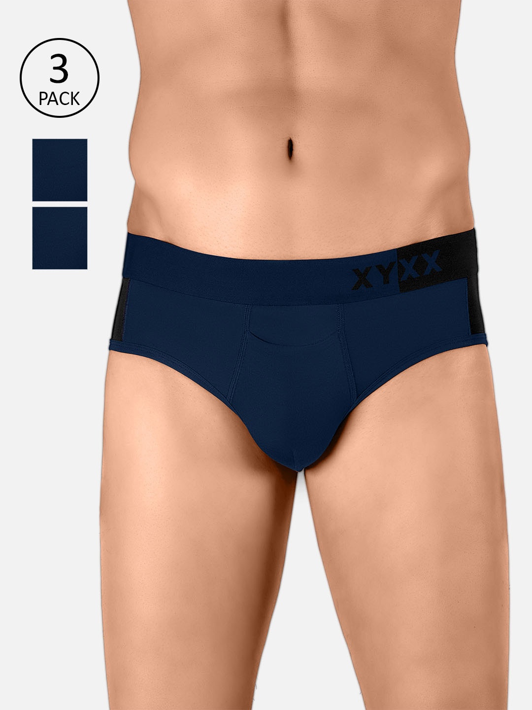 

XYXX Men Pack Of 3 Antimicrobial Basic Briefs XYBRF3PCKN269XXL, Navy blue