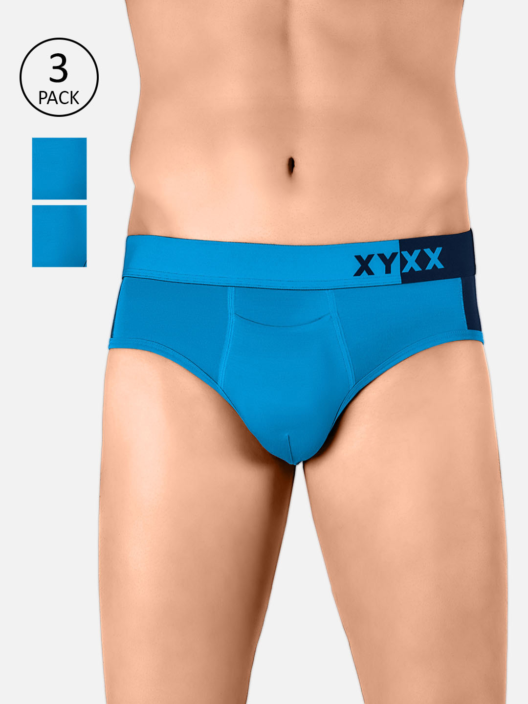 

XYXX Men Pack Of 2 Colourblocked Antimicrobial Basic Briefs XYBRF3PCKN268, Blue