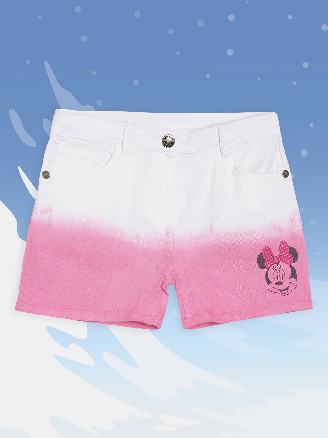 

MINI KLUB Girls White Colourblocked Regular Fit Denim Shorts