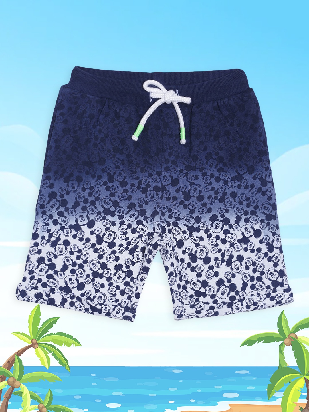 

MINI KLUB Boys Blue & White Mickey Mouse Printed Regular Shorts