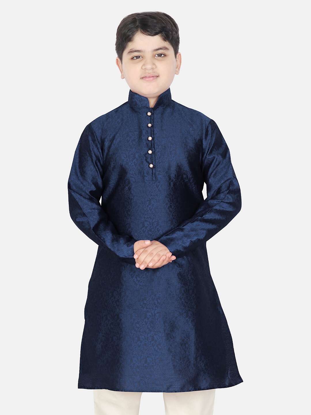 

SG YUVRAJ Boys Navy Blue Printed Straight Kurta