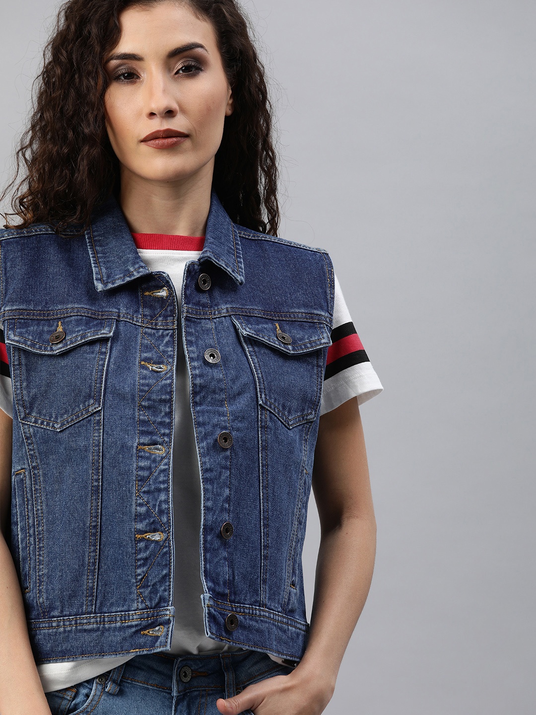 

Roadster Women Blue Solid Denim Jacket