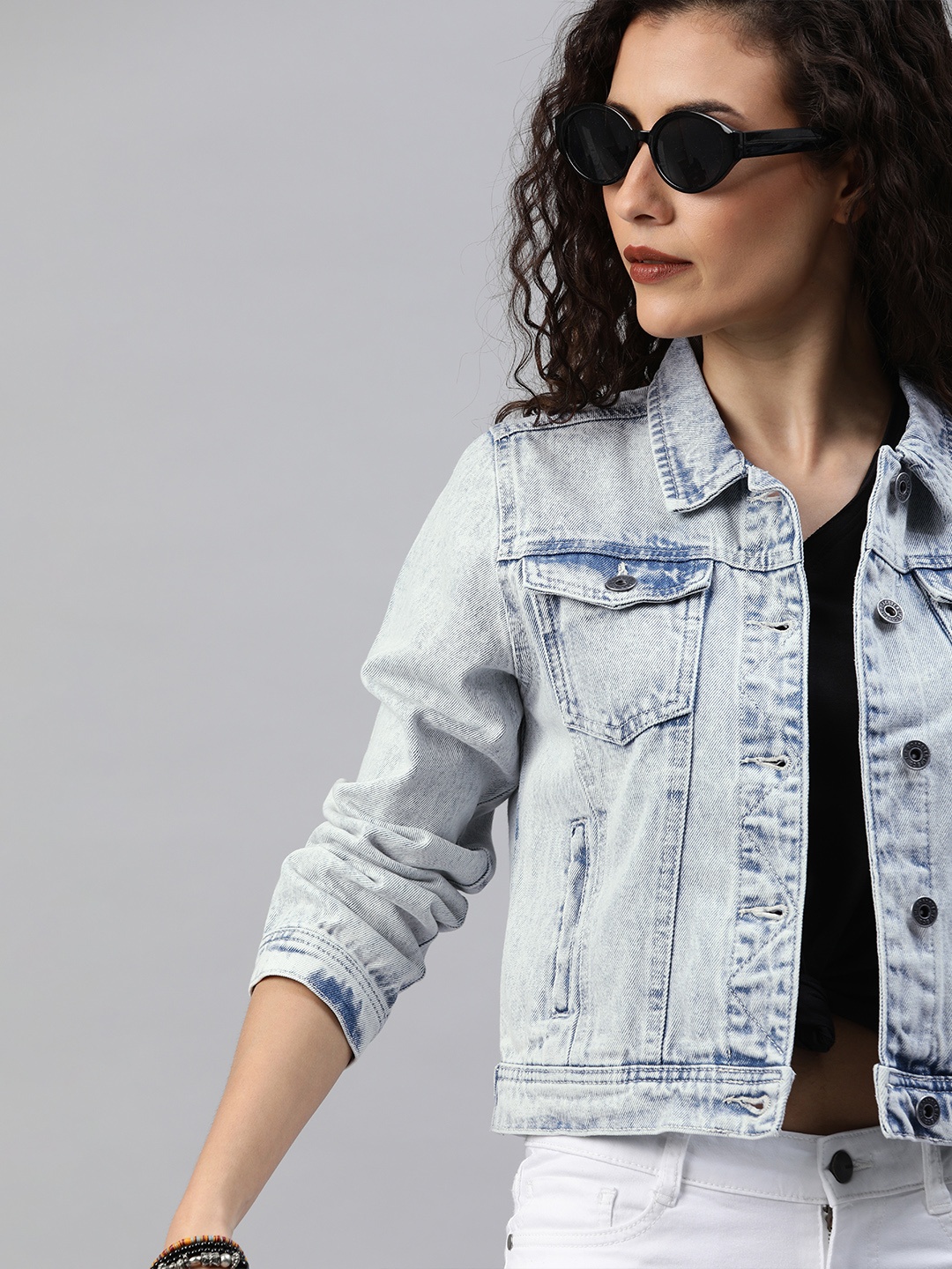 

Roadster Women Blue Washed Denim Jacket