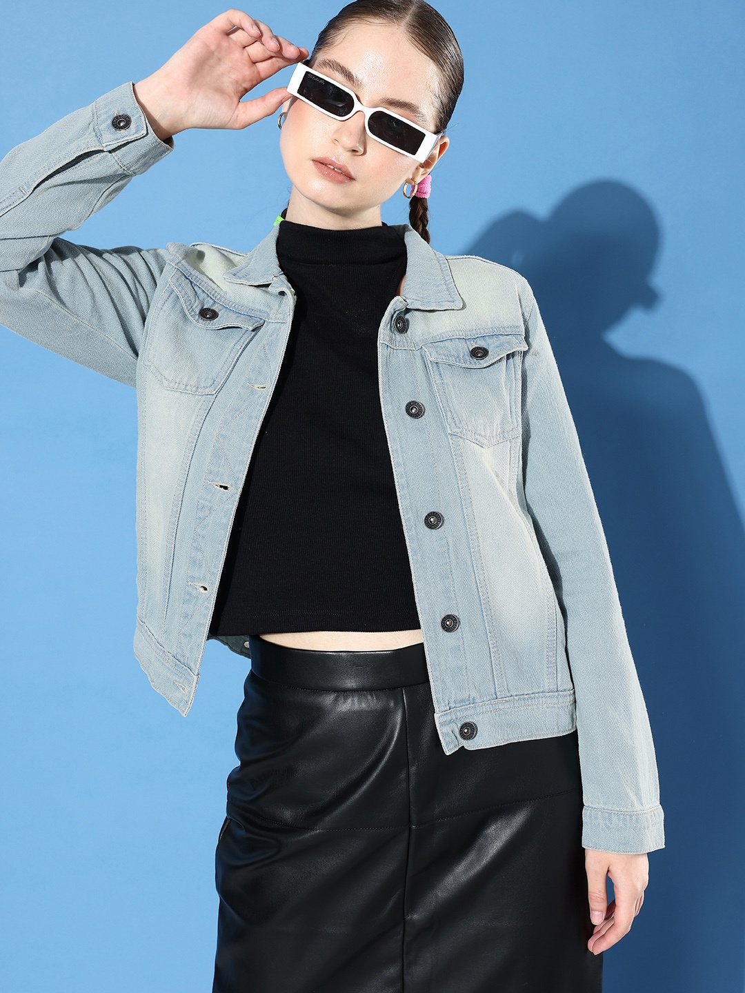 

Roadster Women Blue Solid Denim Jacket